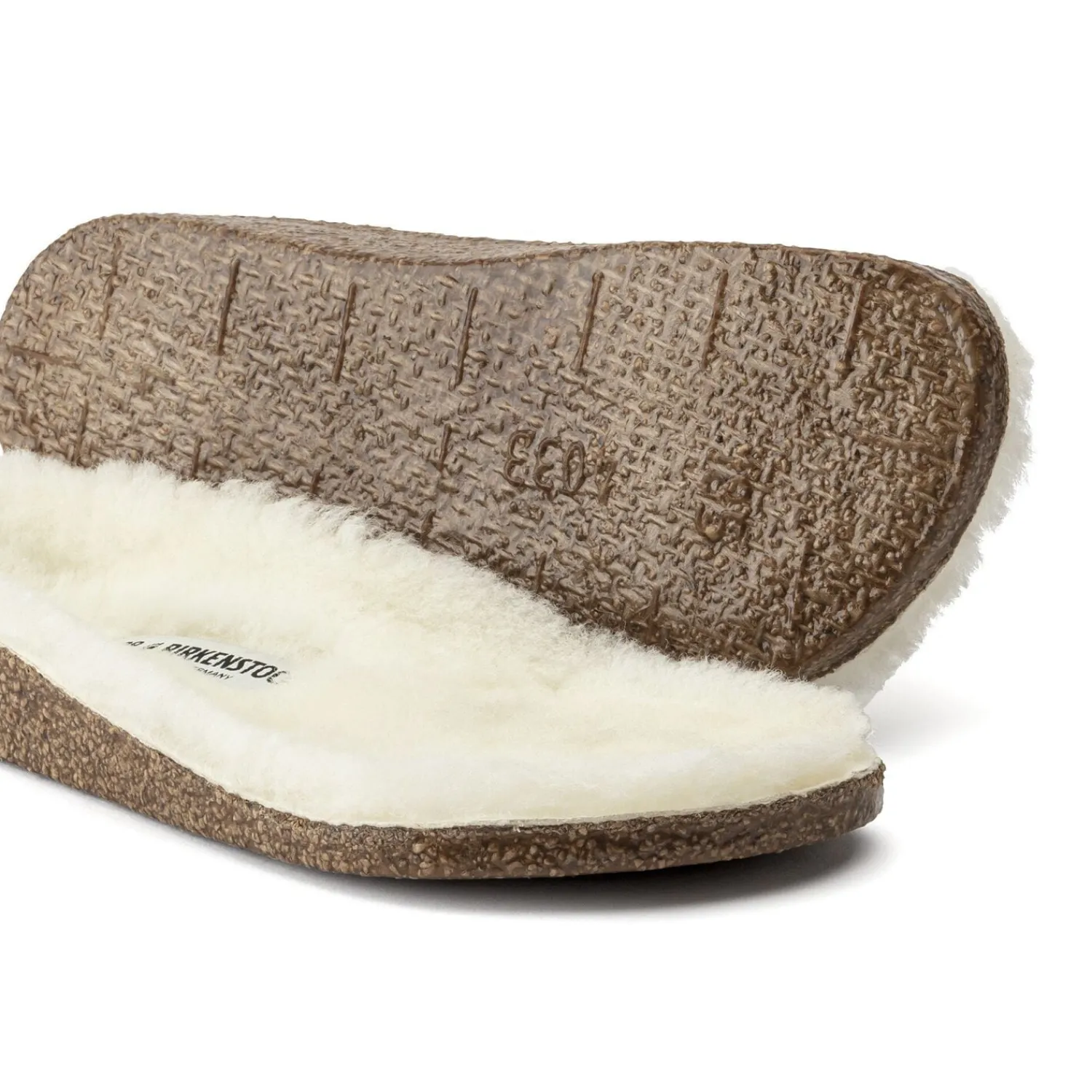 New Birkenstock Lit De Pied Zermatt Kids En Fourrure D'Agneau Sandshell/Creme