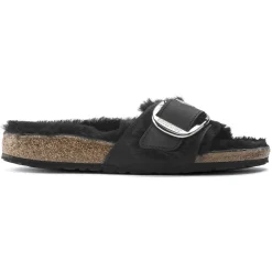 Cheap Birkenstock Madrid Big Buckle En Fourrure D'Agneau Black