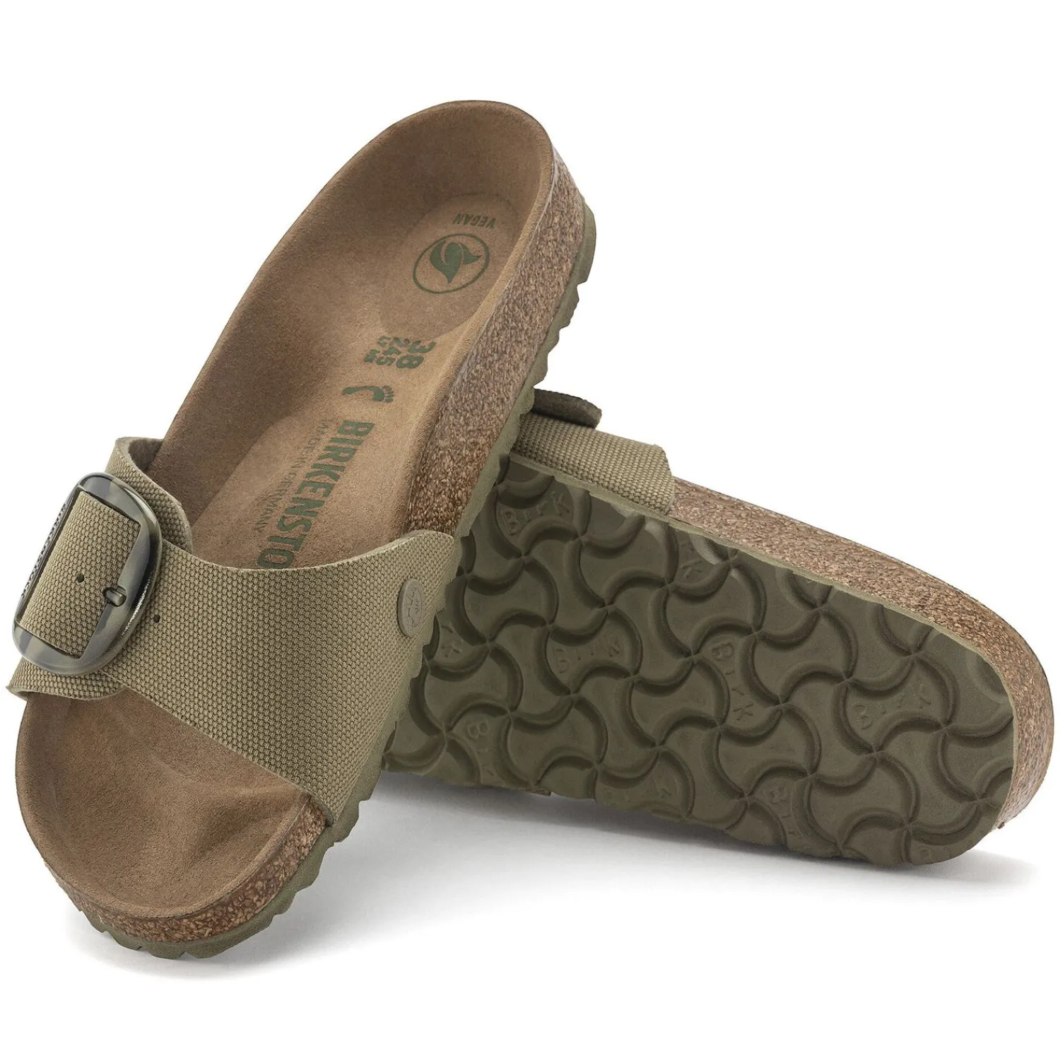 New Birkenstock Madrid Vegan Big Buckle Faded Khaki