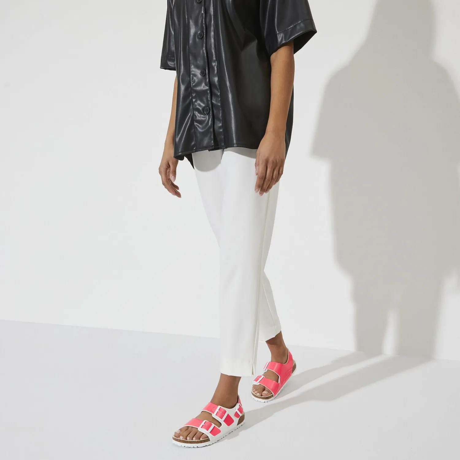 Hot Birkenstock Milano Bs Neon Pink/White Patent
