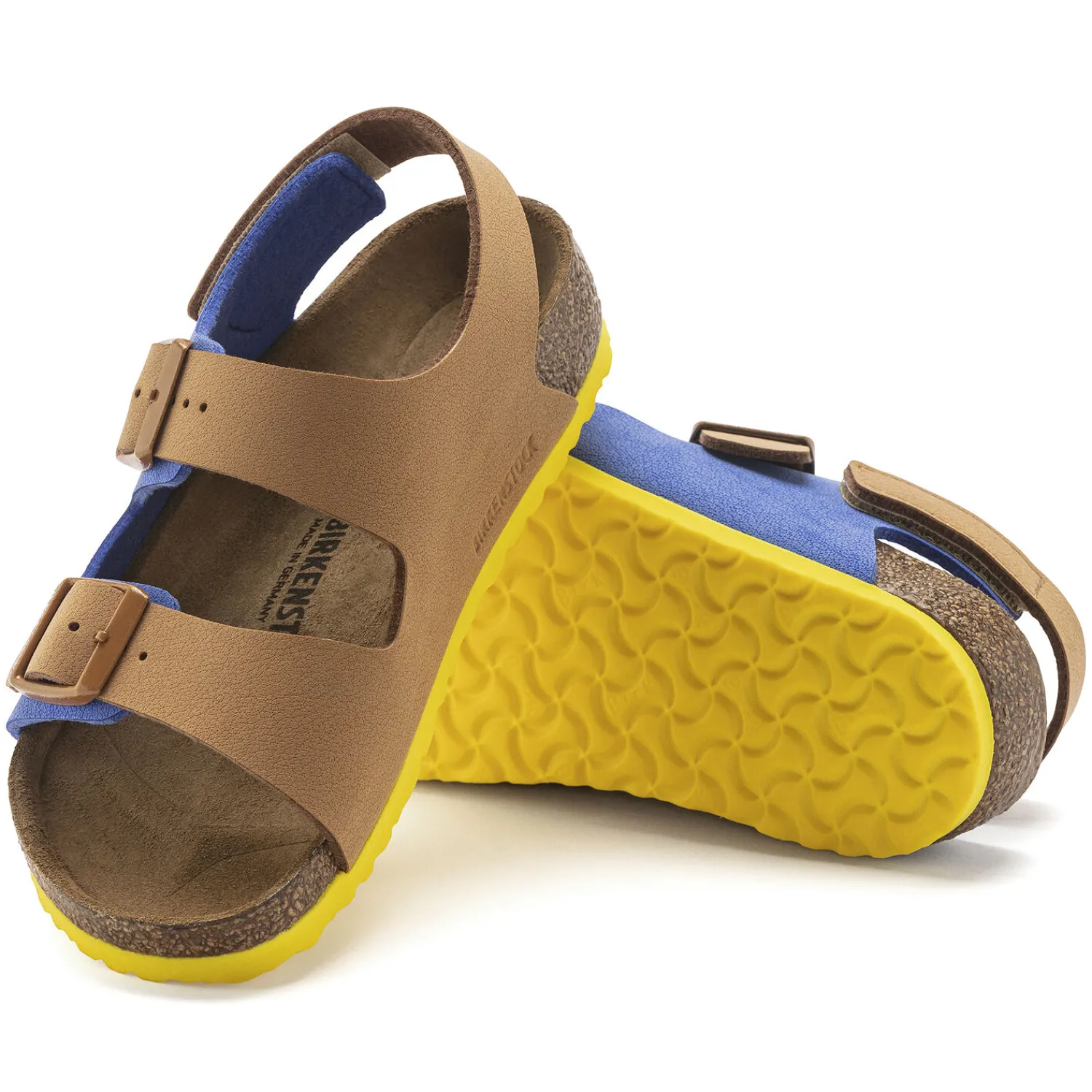 Cheap Birkenstock Milano Hl Kids Caramel/Ultra Blue