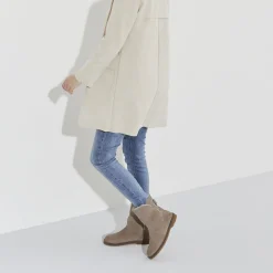 Shop Birkenstock Uppsala En Fourrure D'Agneau Gray Taupe