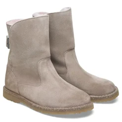 Shop Birkenstock Uppsala En Fourrure D'Agneau Gray Taupe