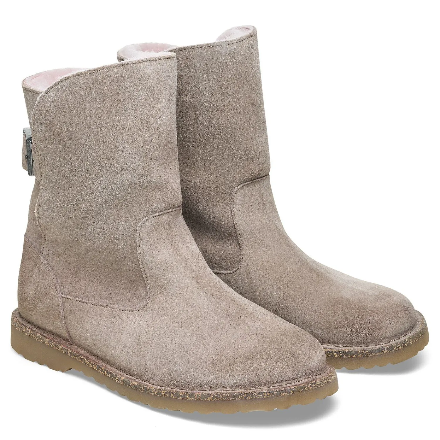 Shop Birkenstock Uppsala En Fourrure D'Agneau Gray Taupe