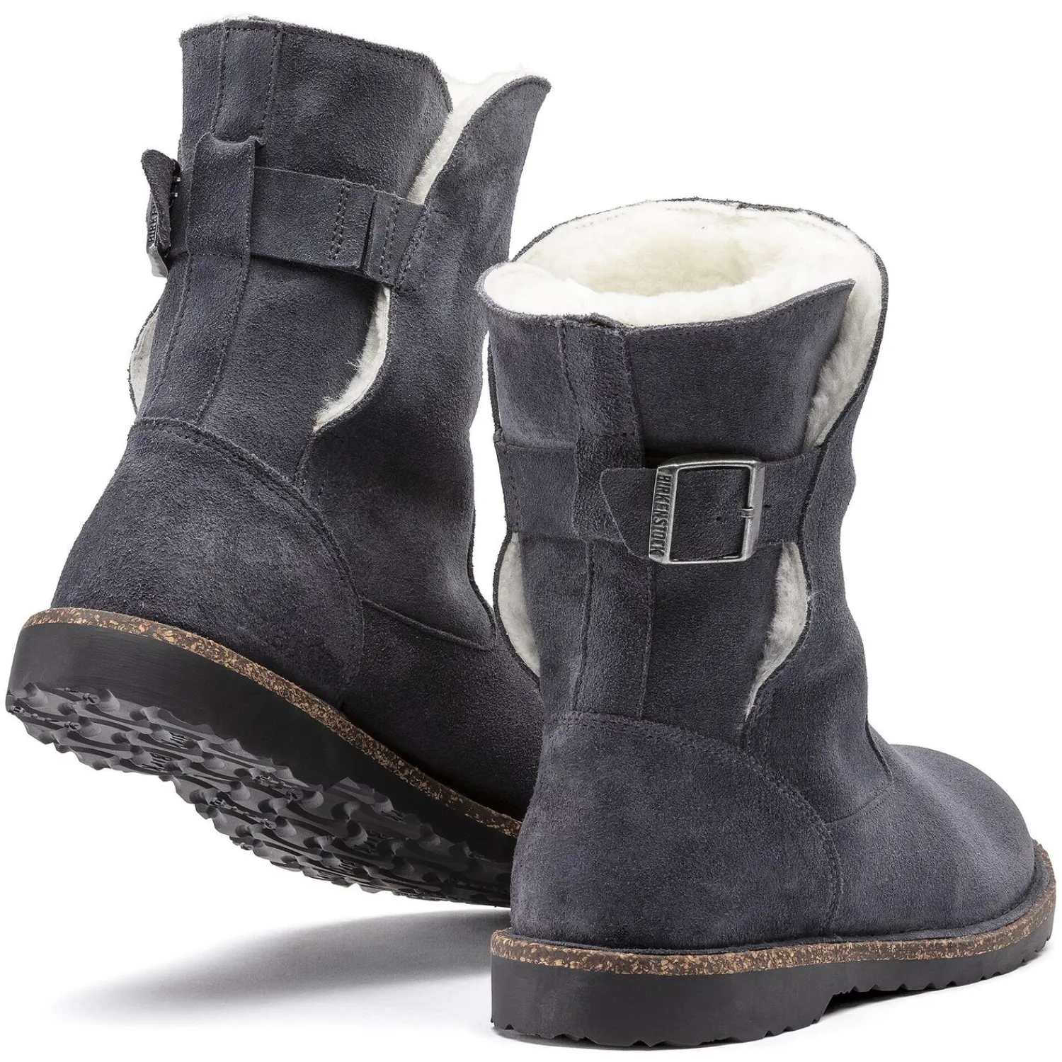 Shop Birkenstock Uppsala En Fourrure D'Agneau Graphite